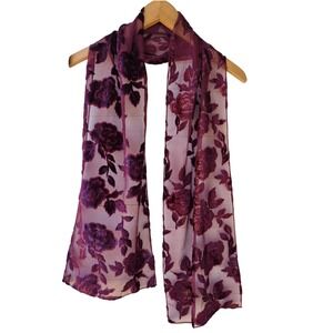 Velvet Burnout Devoré Floral Scarf Burgundy Maroon Whimsigoth 10x60